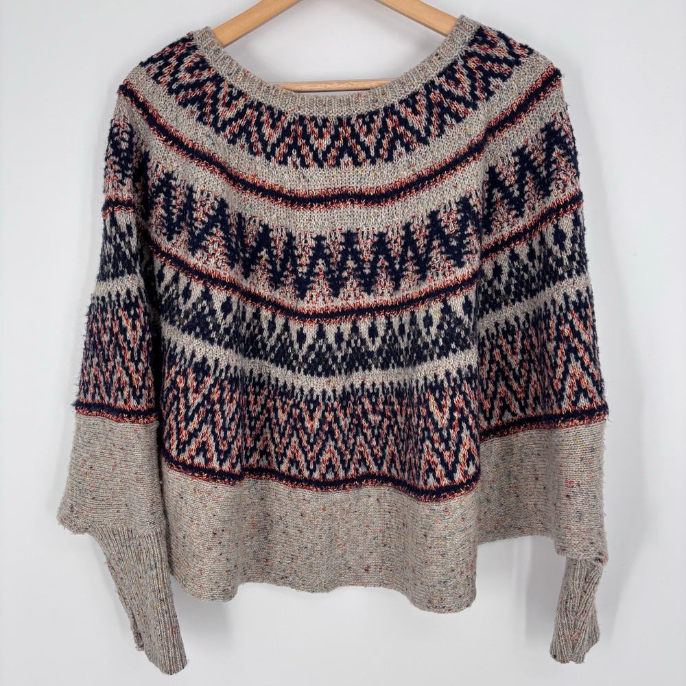 Sleeping on Snow Anthropologie Midland Fair Isle Sweater Womens XS/S Wool Blend